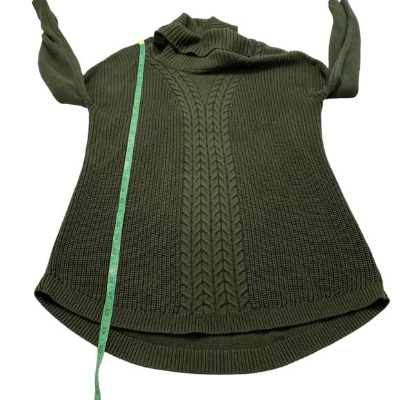 BANANA REPUBLIC Olive Green Cable Knit Turtleneck Sweater Size Medium Cotton - Picture 9 of 10